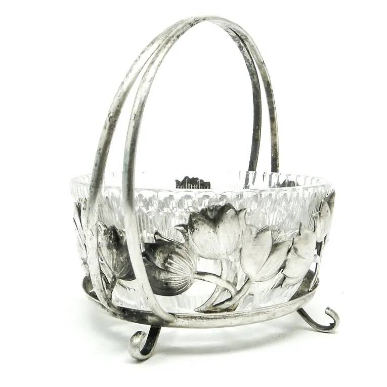 Sugar bowl, postmodernism, silver-plated brass, HEFRA, Poland, 1970s
