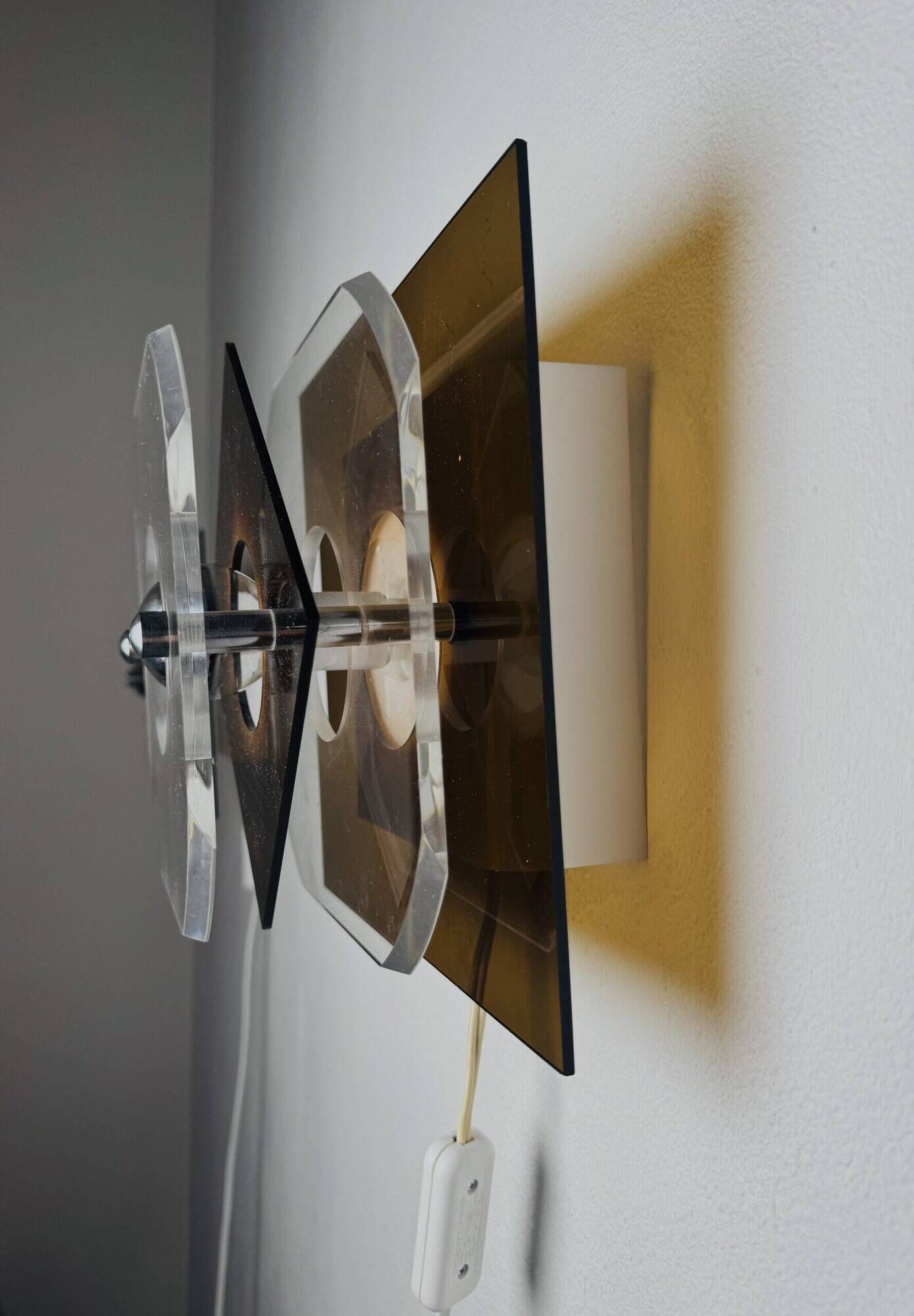 Geometric Space Age Wall Lamps In Layered Plexiglass By Herda Verlichting, The Netherlands 1970S