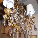 Antique Brass Chandelier with Antique Tassels and Lampshades