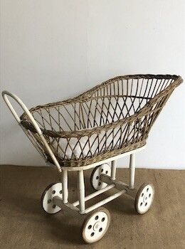 Antique toy, wicker doll cradle