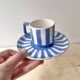 Vintage fox trott coffee cup sarreguemines, art deco striped service.