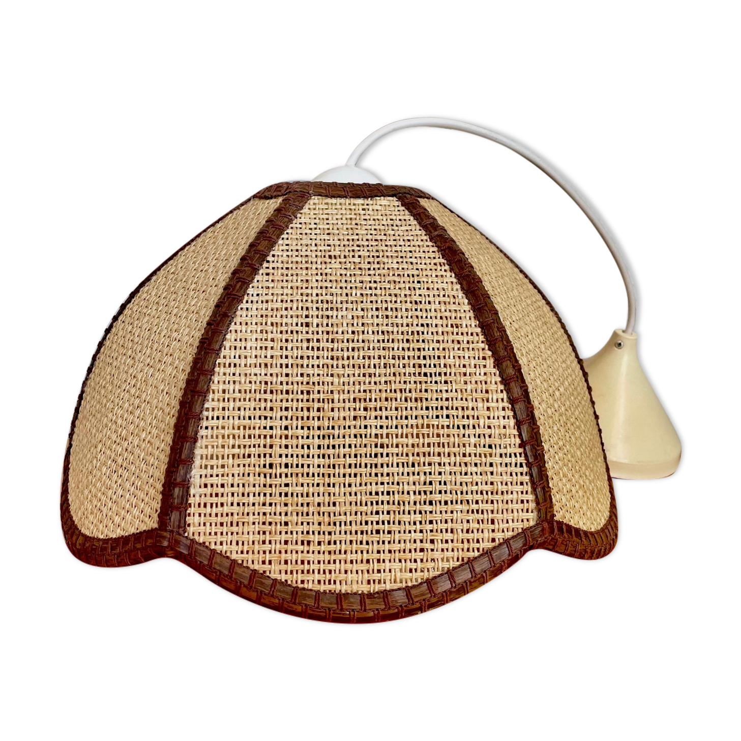Suspension en rotin vintage forme fleur