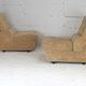 Pair of armchairs "Space Age", foam and velvet "honey", France, circa 1970