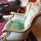 Fauteuil style baroque en velours vert