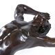 Table basse en bronze avec sculpture figurative et plateau en verre par C. Conndray
