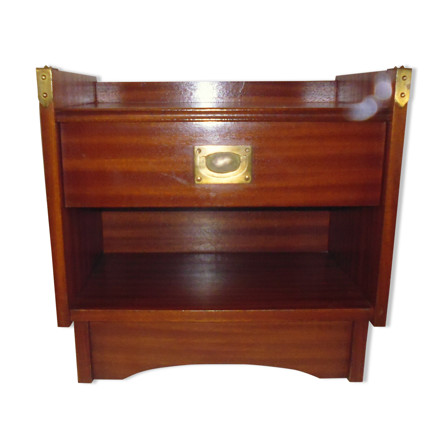 Brass bedside table and mahogany dressing 70s