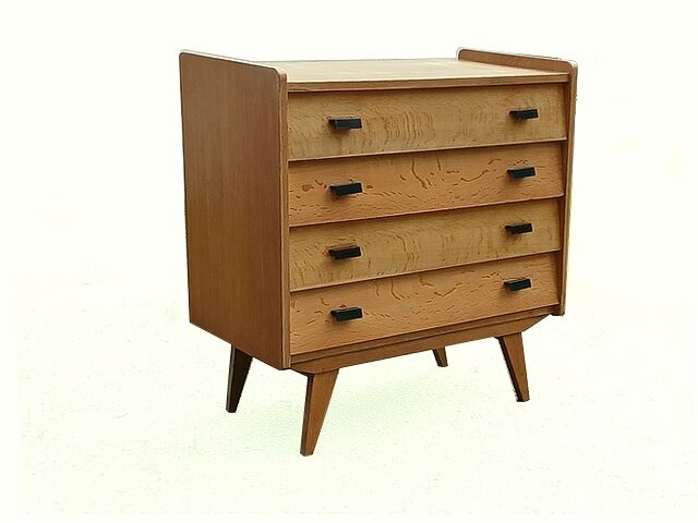 Vintage 1960s chest of drawers with compass legs