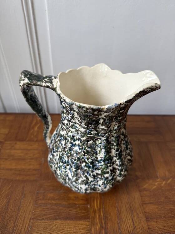 Green and blue speckled water carafe/pitcher