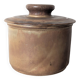 brown stoneware water butter dish