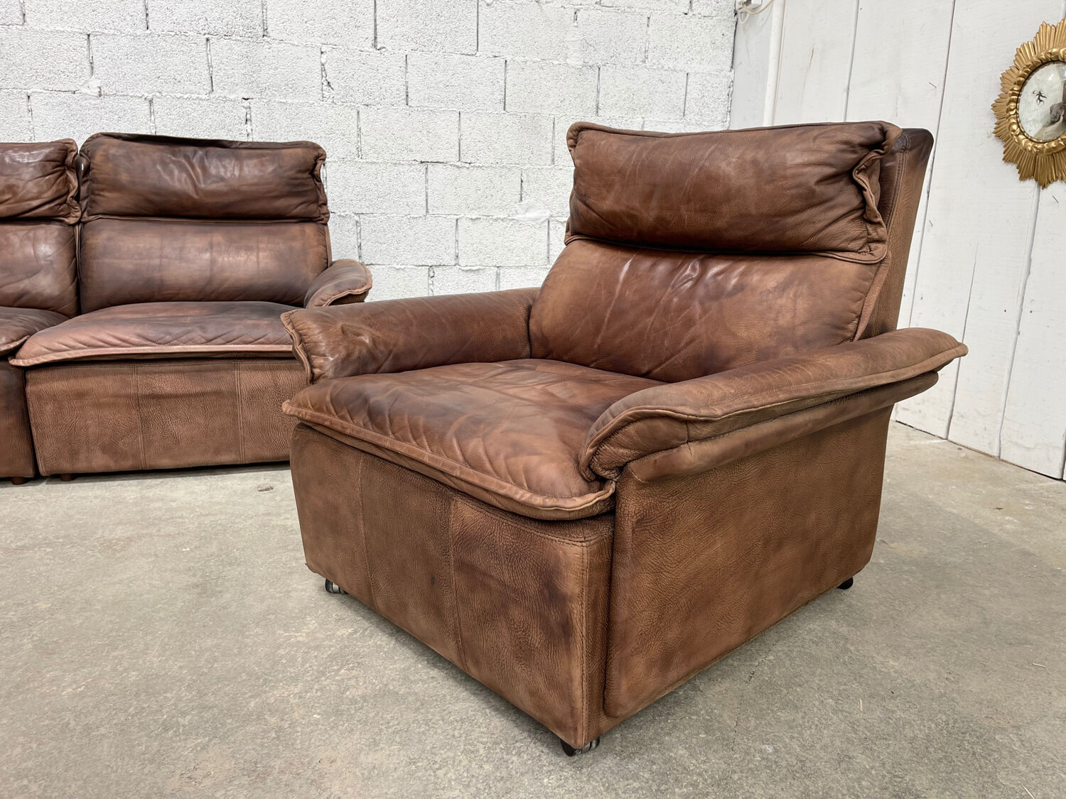 Vintage modular leather sofa DeSede spirit