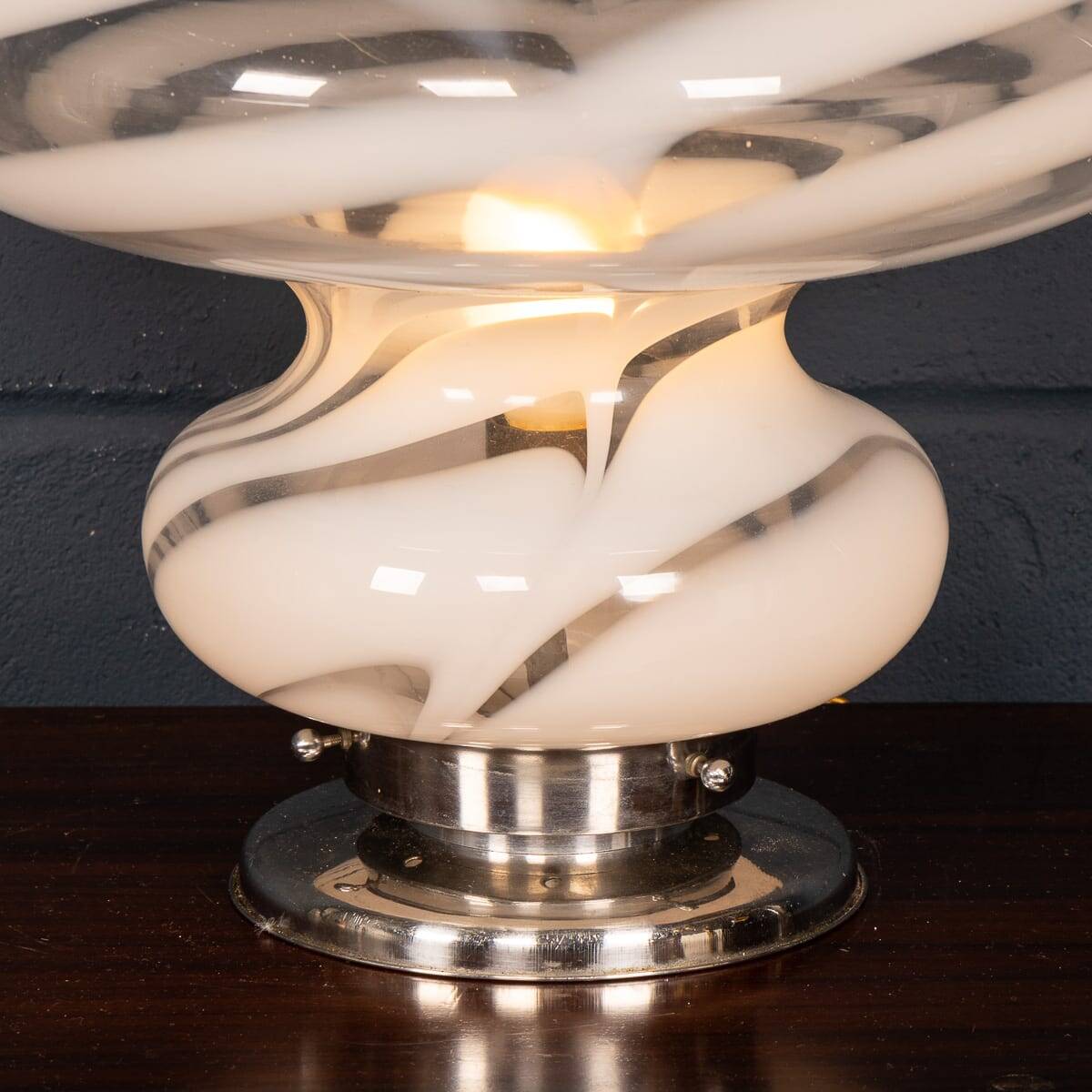Vintage 20thc italian hand blown glass table lamp, murano c.1970