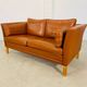 Vintage retro danish mogens hansen 2 person cognac leather sofa