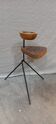 Vintage tripod ashtray with wooden shelf