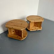 Table d’appoint bout de canapé X2 pin massif design années 70