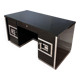 Art Deco Desk in Black Lacquer, Walnut & Metal, France, 1930s-1940s