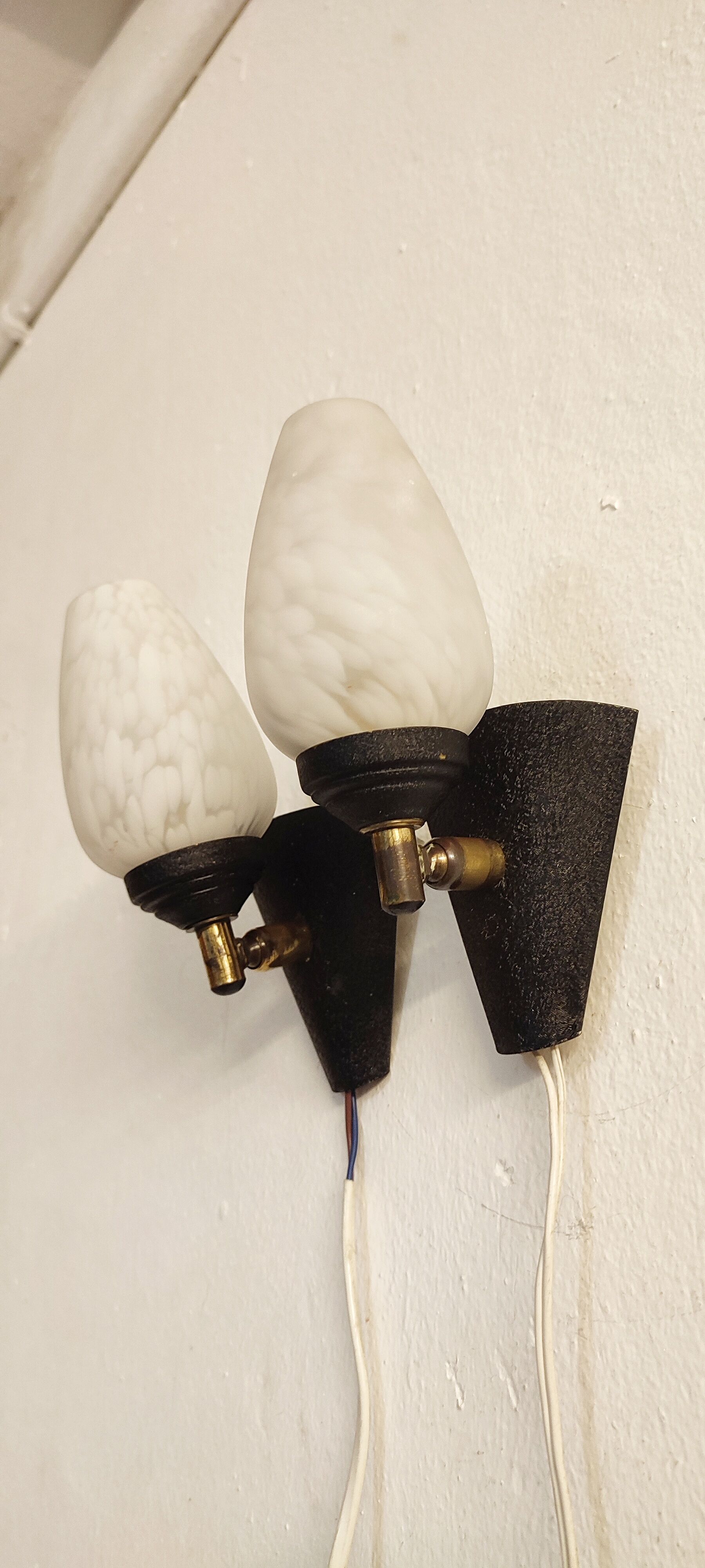 Metal and glass sconces. Spain, 1970s.