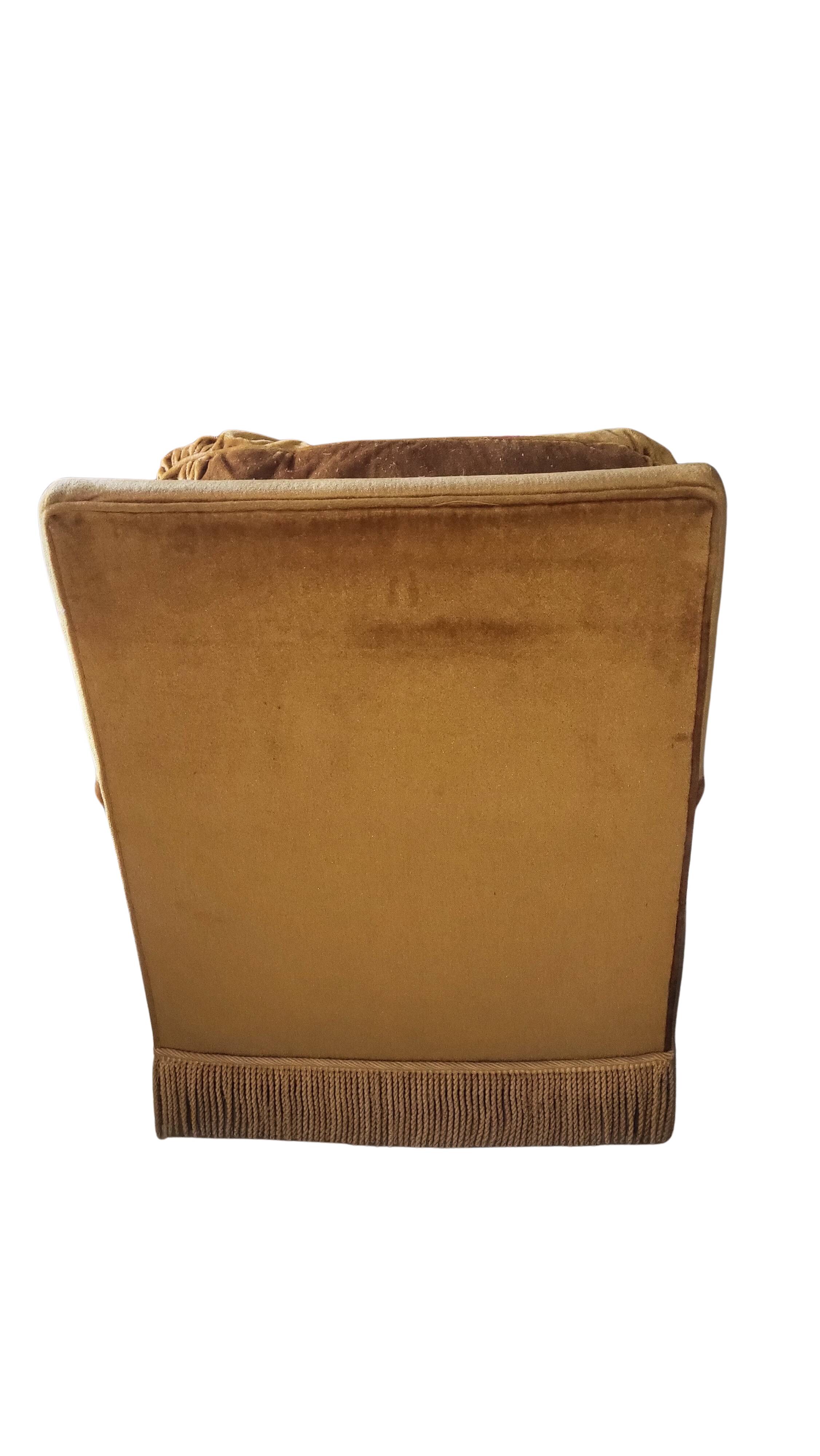 Pair of vintage gold velvet armchairs - excellent condition