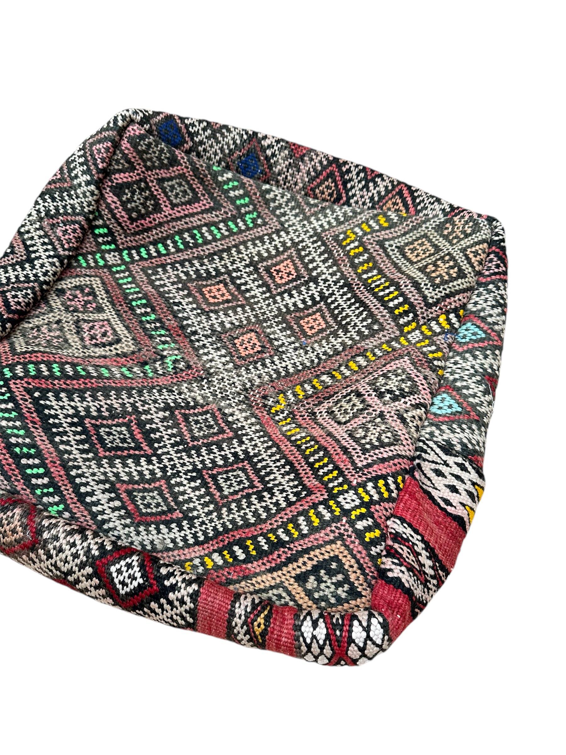 Moroccan kilim pouf 24 x 24 inch - free shipping - vintage berber kilim pouf - moroccan pouf