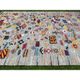 Multicoloured Handknotted 100% Wool Rug. Grey Geometric Carpet. Handwoven Tribal Kilim