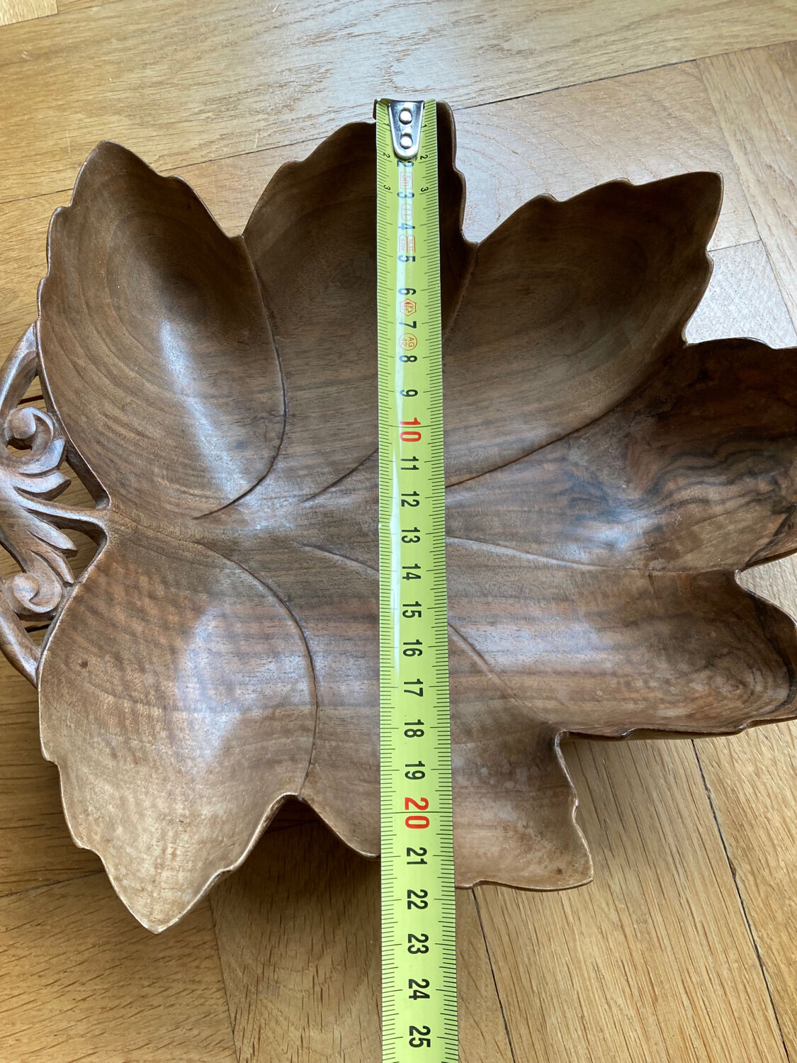 Carved wooden fruit bowl