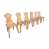 Set of 6 brutalist oak dining chairs, 1960