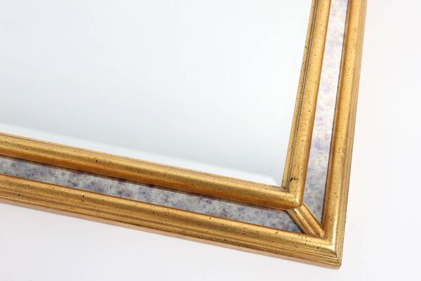 Miroir français de style Louis Philippe en bois doré décoré de verre miroir fumé