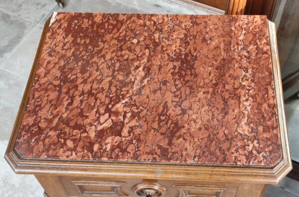 Ancien chevet chiffonnier dessus marbre rouge 19 ème siècle
