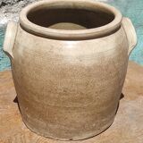 Old grease pot or confit in glazed rustic sandstone vase storage pencils brushes kitchen
