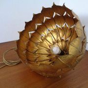 Large French Brass Lotus Ceiling Lamp, 1940s