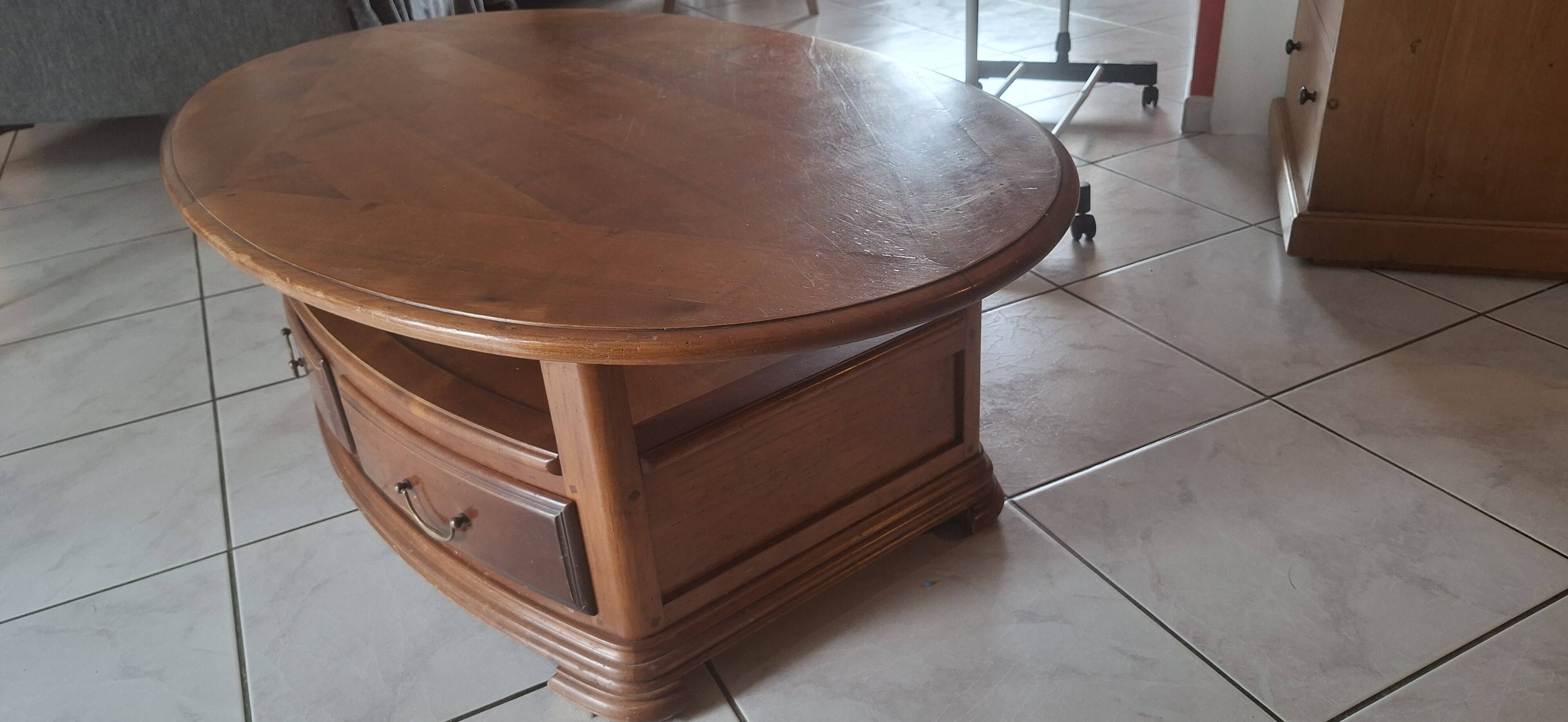 Table de salon merisier massif