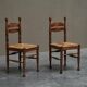 Set of 4 oak and bamboo chairs, 1950s.