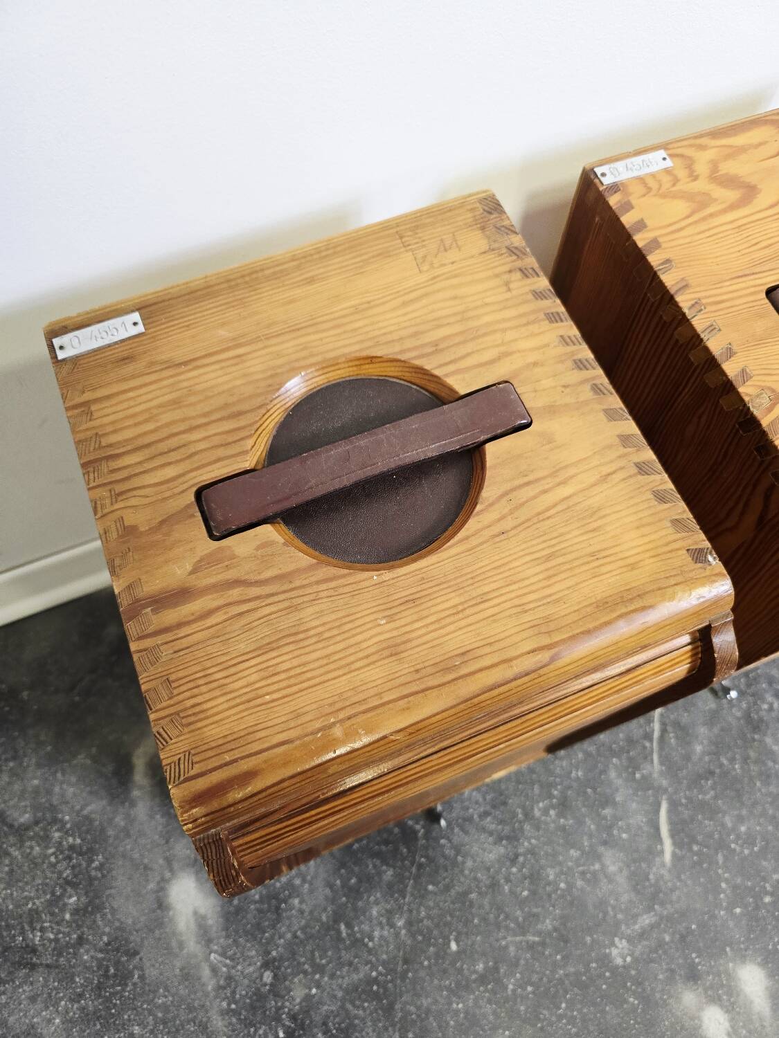 30s Industrial Tambour-Front Oak Cabinet, Portable Form