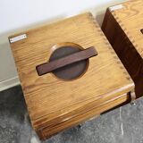 30s Industrial Tambour-Front Oak Cabinet, Portable Form