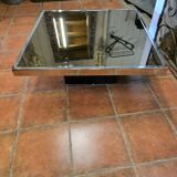 Chrome coffee table with smoked mirror top