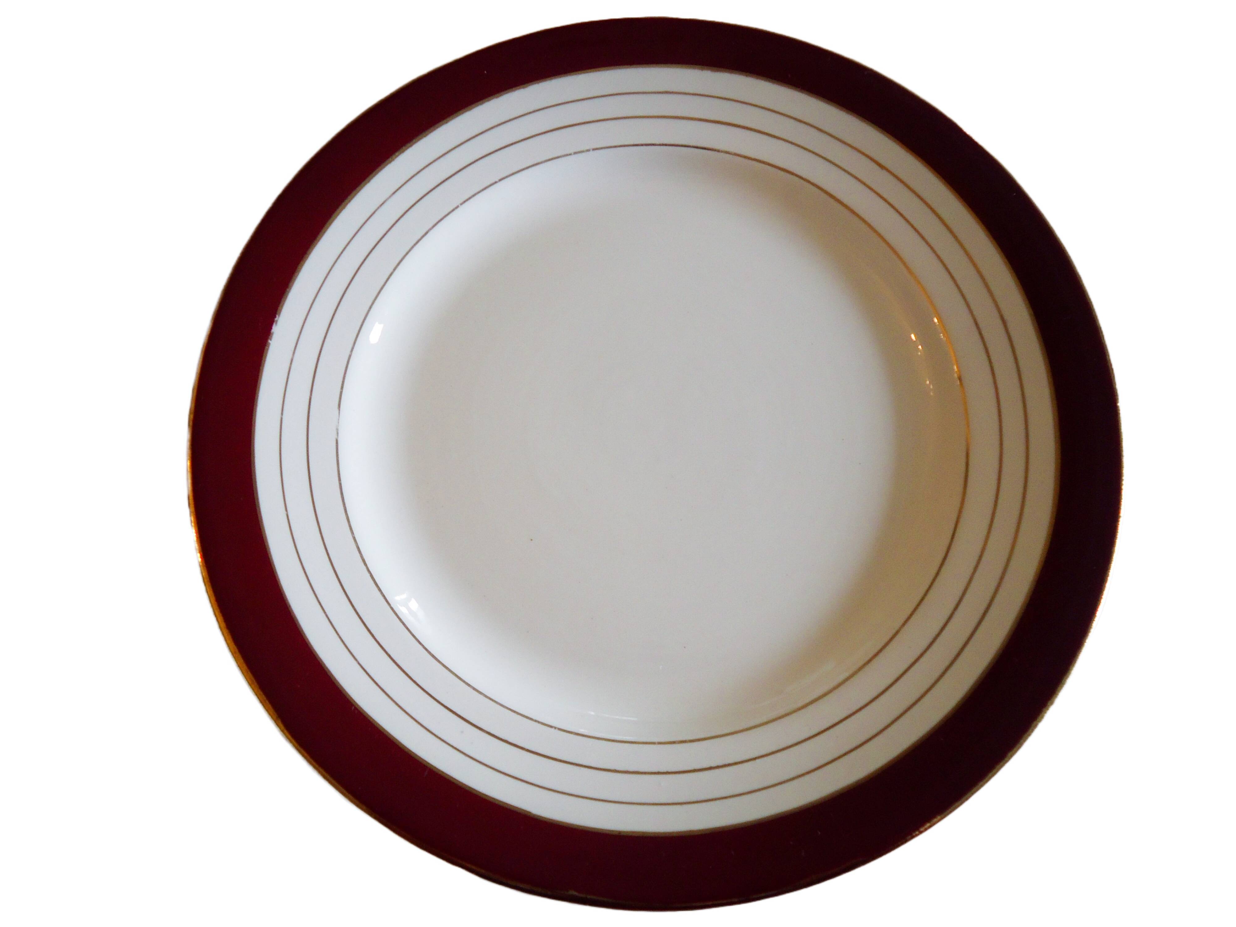 Flat plates opaque porcelain Digoin Sarreguemines model Pasteur