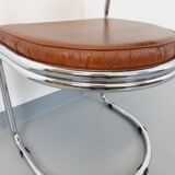 Vintage Italian armchair Giotto Stoppino for Kartell in chrome and skai from the 70s