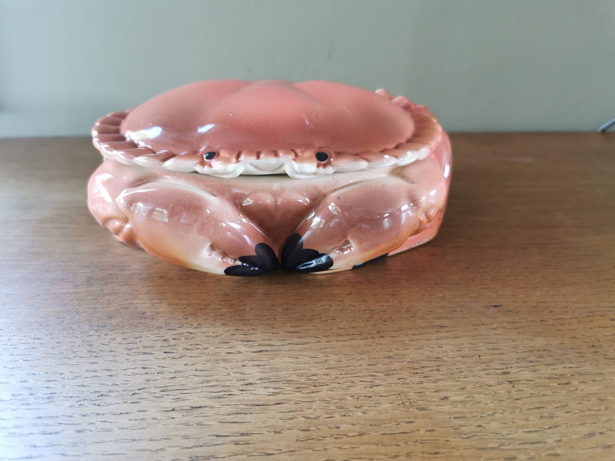 Vintage crab box in ceramic signed Caugant