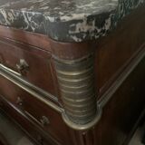 Commode en acajou et dessus marbre gris Ste Anne, fin XVIII ème
