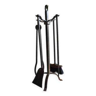 Brutalist Modernist Fireplace Set or Servant 1960