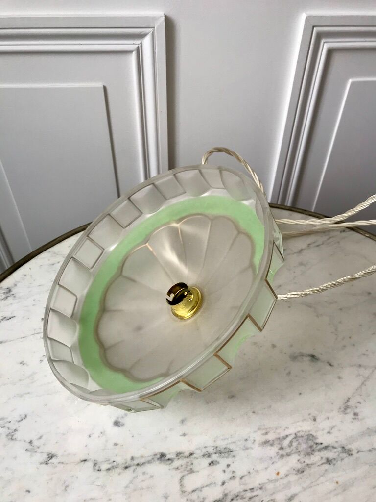 Green granite glass pendant lamp 50s-60s