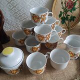 Ensemble 11 tasses à café, sucrier et pichet à lait Wunsiedel Bavaria vintage