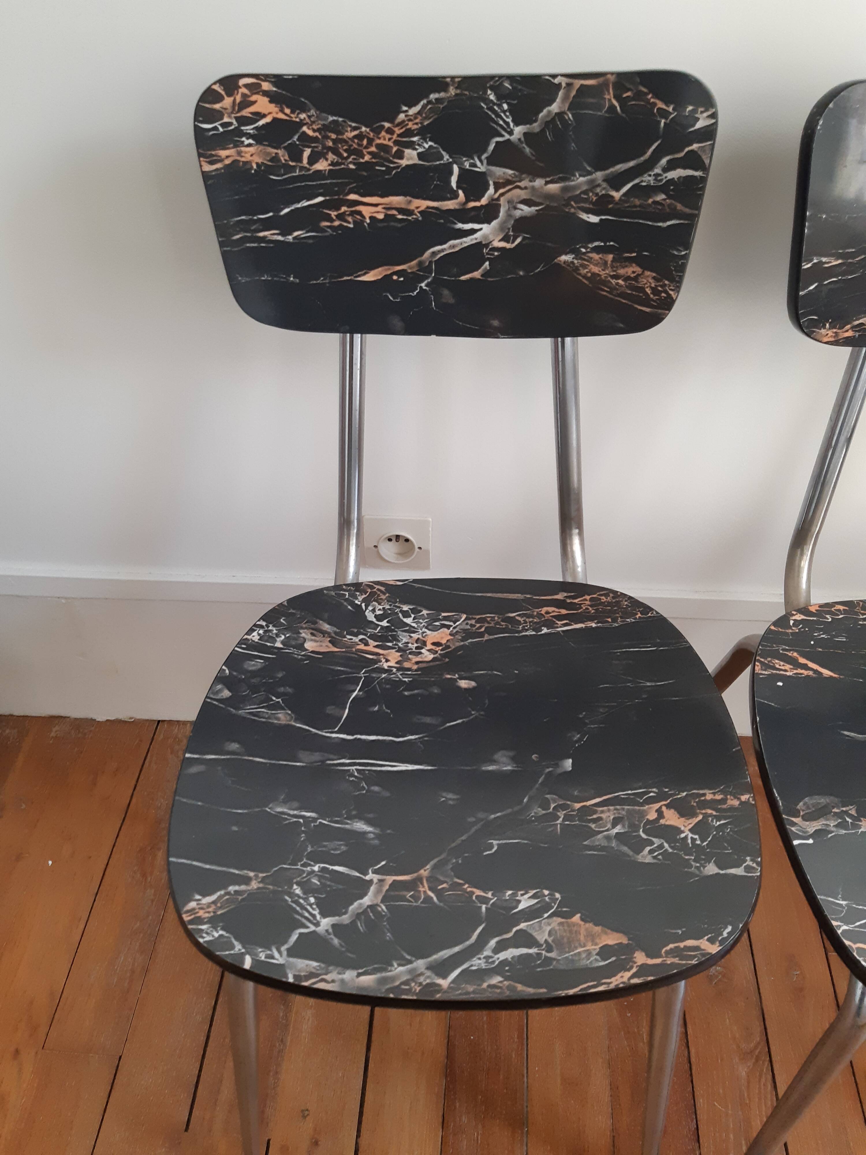 Set of 4 formica chairs signed roc
