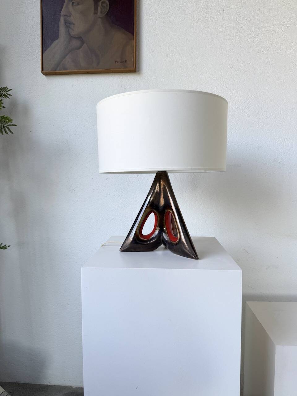1950s ceramic table lamp, free form