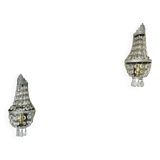 Pair of silver-plated balloon wall lights with pendants, circa 1970.