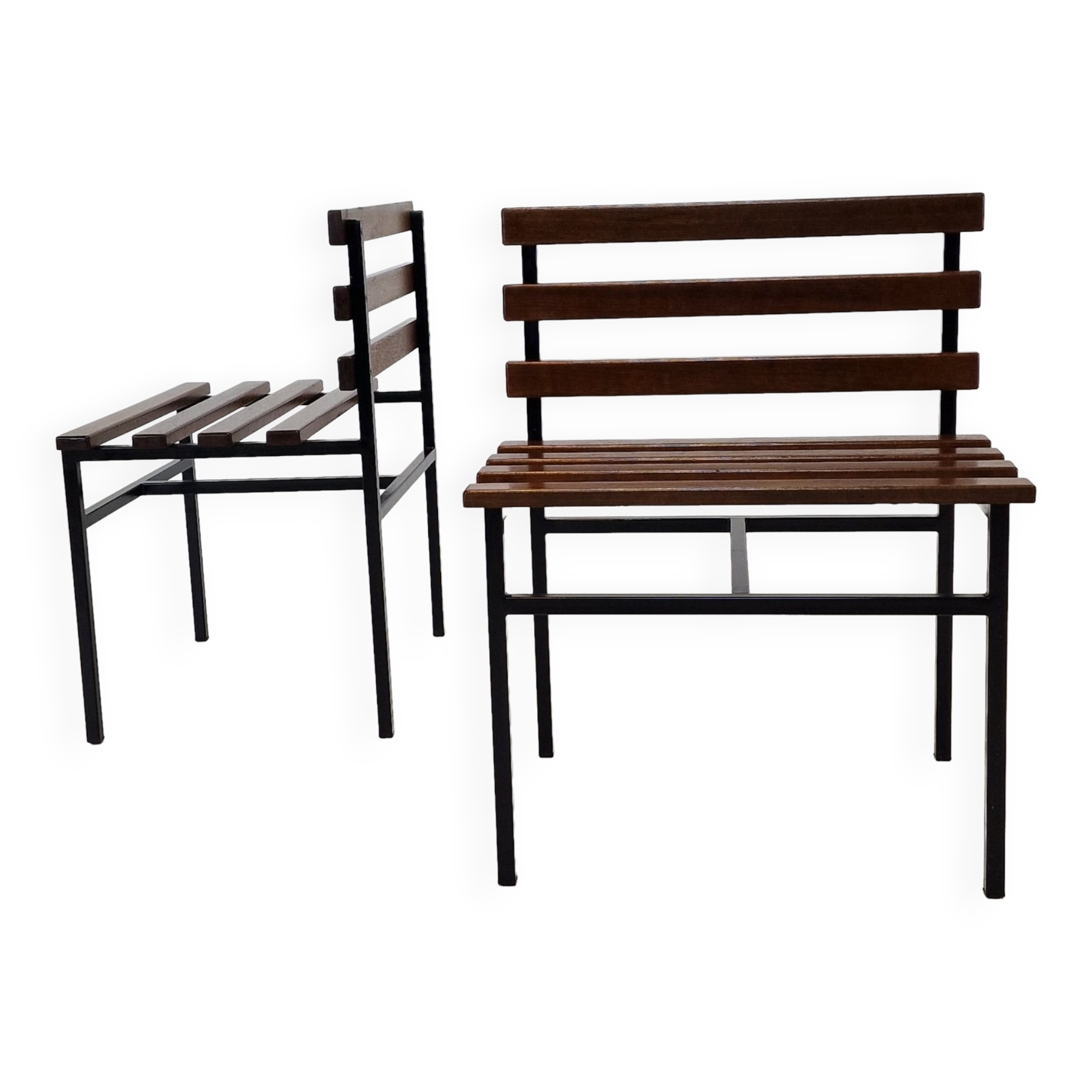 Set of 2 benches in teak, italy, 1960s