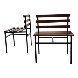 Set de 2 bancs en teck, Italie,