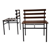 Set of 2 benches in teak, italy, 1960s