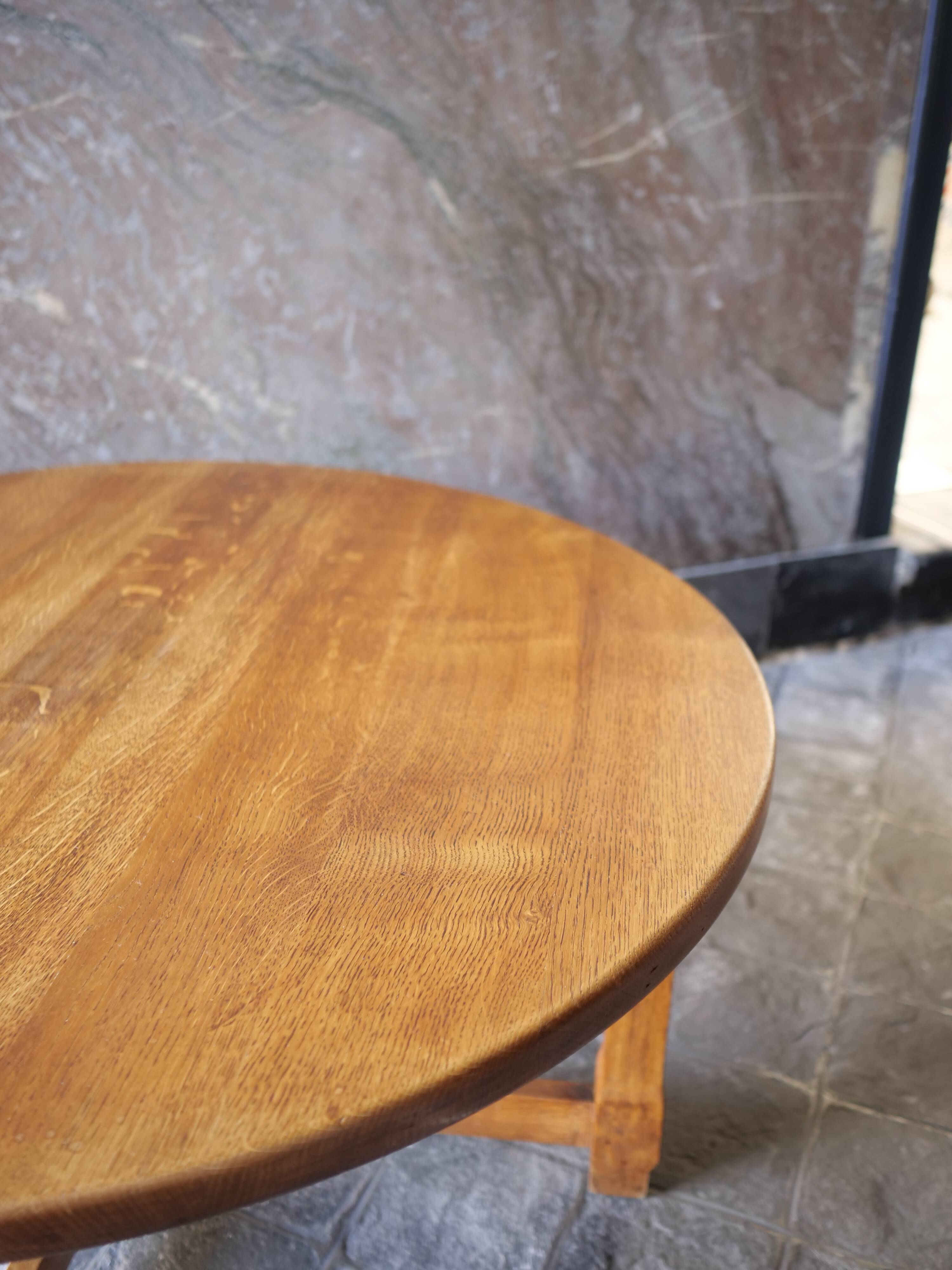 round coffee table in solid wood brutalist design bohemian decor