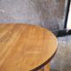 round coffee table in solid wood brutalist design bohemian decor