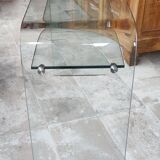Designer console table in thermoformed tempered glass